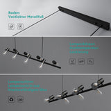 Suspension Glasvilla 120 cm, lampe LED suspendue 8 lumières 4000K, câble réglable E27, noire, idéale pour salle à manger, salon ou chambre.