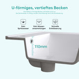 glasvilla Vasque à Encastrer Meuble Sous-Vasque Blanc Brillant en Céramique avec Revêtement NANO Rectangulaire Brüssel912