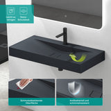 Lavabo Glasvilla, lavabo suspendu, lavabo à poser en matériau minéral moulé, Col810