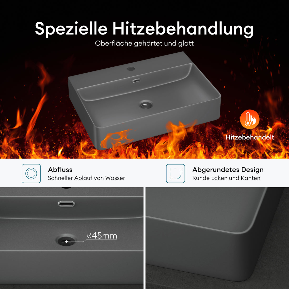 Lavabo de Encimera Glasvilla Meissen201 Cerámica con Recubrimiento Nano