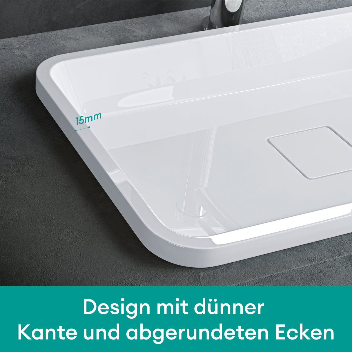 Lavabo Glasvilla, en fonte minérale, lavabo encastré avec couvercle de bonde Col104