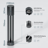 glasvilla Luminaire d’Extérieur ⌀120xH700mm IP65 | Borne et Lampadaire de Jardin 3000K | Éclairage de Chemin Extérieur 10W NeoForge