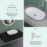 Lavabo Glasvilla, lavabo à poser en fonte minérale, vasque Col808