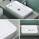 Vasque Glasvilla, vasque à poser en matériau minéral moulé, meuble-lavabo avec raccords DIN standard Col815