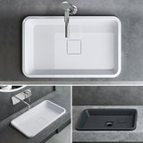 Lavabo Glasvilla, en fonte minérale, lavabo encastré avec couvercle de bonde Col104