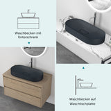 glasvilla Lavabo da Appoggio da Marmo fuso Lavandino Bagno con Rivestimento Nano Colossum826