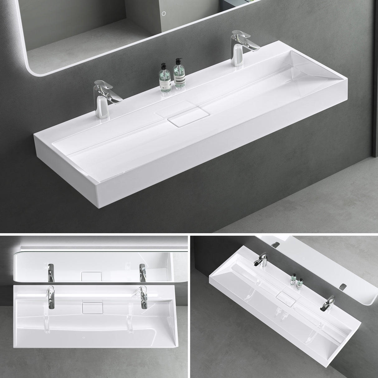 Lavabo Glasvilla Col19 Mineralguss moderno con válvula incluida
