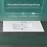 glasvilla Vasque à Encastrer Meuble Sous-Vasque Blanc Brillant en Céramique avec Revêtement NANO Rectangulaire Brüssel912