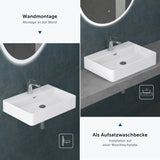 vasque à poser Glasvilla, vasque en céramique Meissen201 avec nano-revêtement