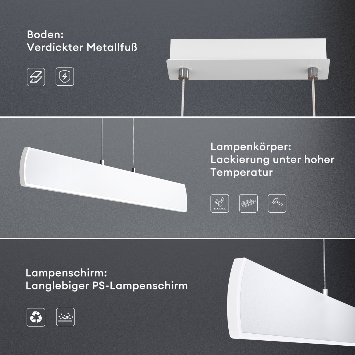 Suspension Glasvilla 100 cm, lampe LED dimmable avec télécommande, température de couleur 3000K/4000K/6000K, câble ajustable, 20 W, idéale pour salle à manger, salon ou chambre.
