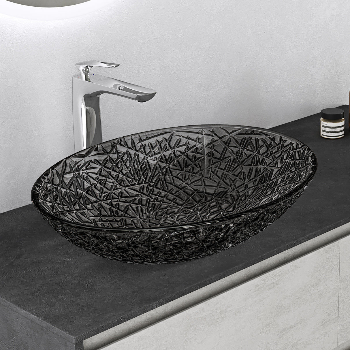 lavabo Glasvilla en verre, vasque à poser, lavabo ovale