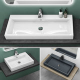 Lavabo Glasvilla Col18, lavabo suspendu, lavabo à poser, en fonte minérale, 1 trou de robinetterie, rectangulaire