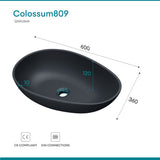 glasvilla Waschbecken oval Aufsatzwaschbecken ohne Hahnloch und Überlauf Col809