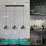 glasvilla Pendelleuchte LED Hängelampe 3000K/4000K/6000K Verstellbares Kabel Schwarz Hängeleuchte für Esszimmer Wohnzimmer Schlafzimmer