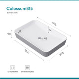 Vasque Glasvilla, vasque à poser en matériau minéral moulé, meuble-lavabo avec raccords DIN standard Col815