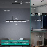 Suspension Glasvilla 72 cm, lampe LED dimmable avec télécommande, température de couleur 3000K/4000K/6000K, câble ajustable, 32 W, noir mat, idéale pour salle à manger, salon ou chambre.