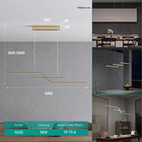 glasvilla Lámpara colgante 105cm LED Lámpara colgante Diseño lineal 3000K/4000K/6000K Cable ajustable 18W Lámpara colgante para comedor sala de estar dormitorio