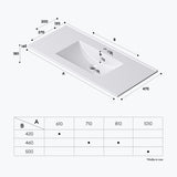 glasvilla Vasque à Encastrer Meuble Sous-Vasque Blanc Brillant en Céramique avec Revêtement NANO Rectangulaire Brüssel912