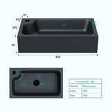 glasvilla Lavabo de invitados WC Lavabo de encimera con orificio para grifo 46x26x11cm Mineralguss Cuadrado Pequeño Cuenco de lavabo Espacio de lavabo Col101