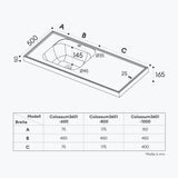 Lavabo encastré Glasvilla blanc brillant, meuble vasque rectangulaire en fonte minérale Col3601