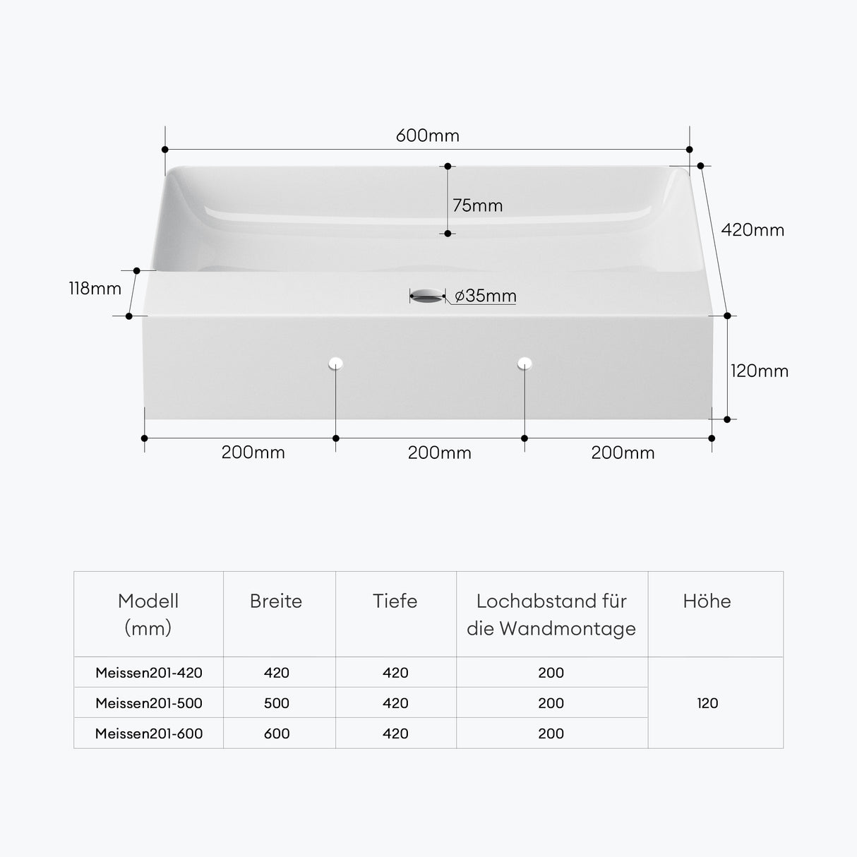 vasque à poser Glasvilla, vasque en céramique Meissen201 avec nano-revêtement