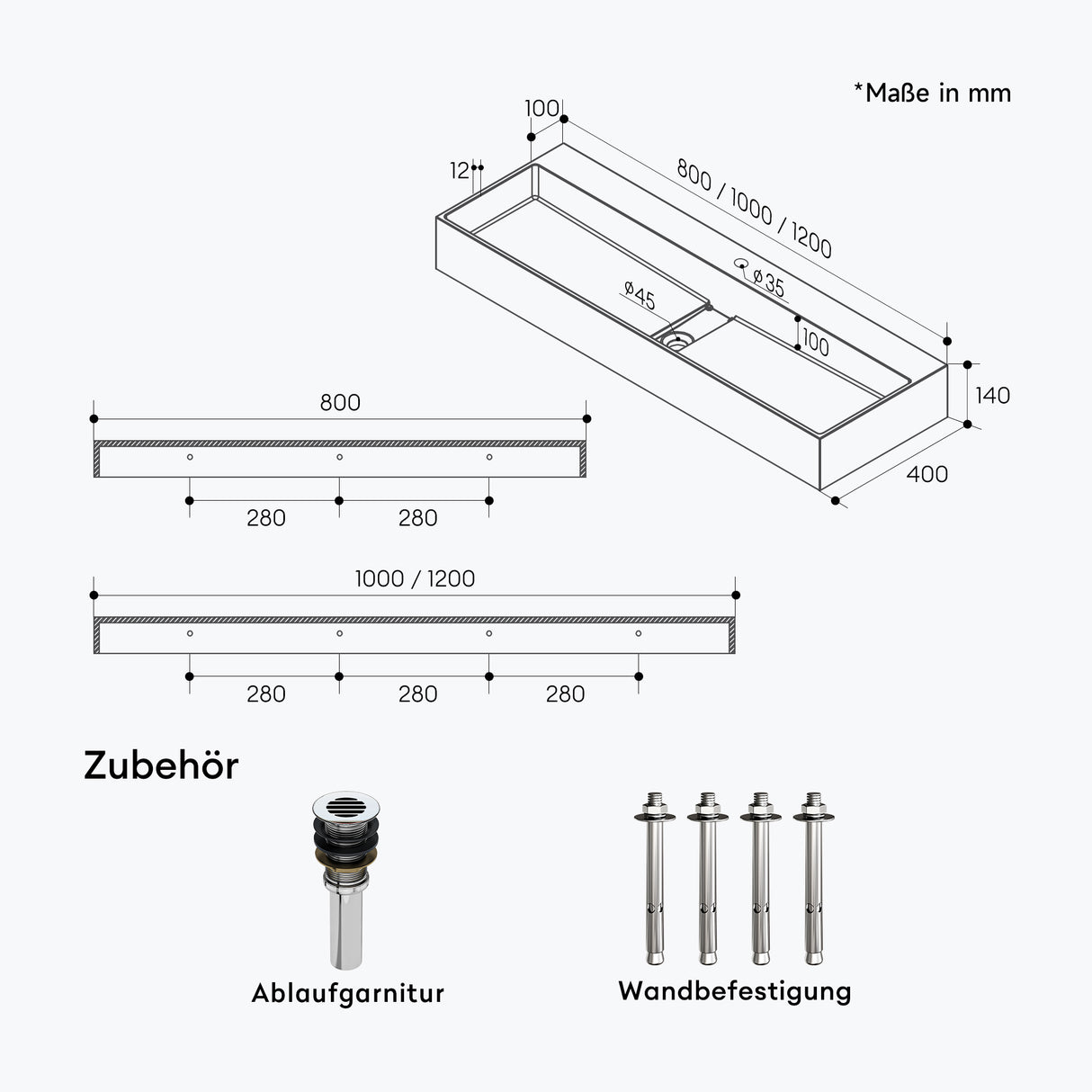Lavabo Glasvilla Col6028 – Mineralguss con orificio para grifo, diseño y funcionalidad superior