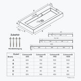 Lavabo Glasvilla Col18, lavabo suspendu, lavabo à poser, en fonte minérale, 1 trou de robinetterie, rectangulaire