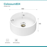 Vasque ronde Glasvilla 40x40x15cm Col804 à poser, sans trou de robinetterie ni trop-plein