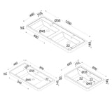 Lavabo Glasvilla, lavabo encastré, vasque rectangulaire en matériau minéral moulé avec trop-plein, Col8