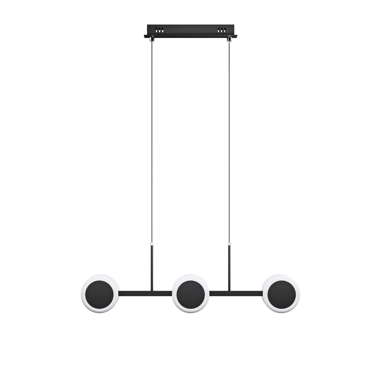 Suspension Glasvilla 70 cm, lampe LED dimmable avec télécommande, température de couleur 3000K/4000K/6000K, câble ajustable, 24 W, noir mat, idéale pour salle à manger, salon ou chambre.