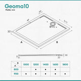 glasvilla Piatto Doccia in Pietra Artificiale, Piatto Doccia con Attacco DIN, Altezza 3CM, Geoma10