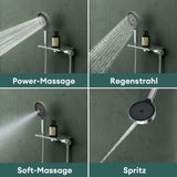 glasvilla Badewannenarmatur mit Handbrause Wasserfall Wannenarmatur Strahlarten Handbrause aus Messing inkl. Brausestange und Brauseschlauch