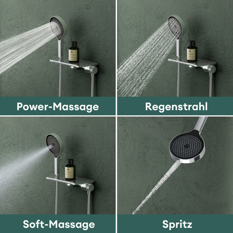 glasvilla Badewannenarmatur mit Handbrause Wasserfall Wannenarmatur Strahlarten Handbrause aus Messing inkl. Brausestange und Brauseschlauch