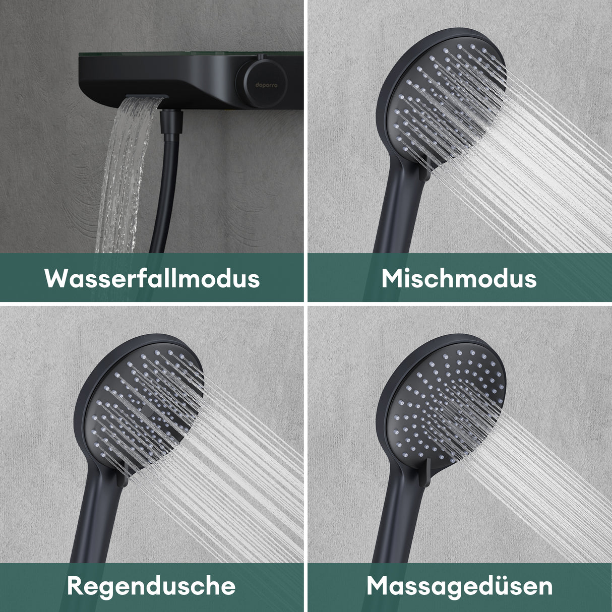 glasvilla Thermostat Badewannenarmatur mit Handbrause Wannenarmatur Wannenthermostat 4 Strahlarten Wandarmatur für Badewanne aus Messing inkl. Brauseschlauch Duschsystem8
