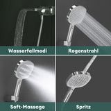 glasvilla Badewannenarmatur mit Handbrause Wasserfall Wannenarmatur Strahlarten Handbrause aus Messing inkl. Brausestange und Brauseschlauch