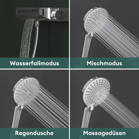 Glasvilla Design Grifo Termostático para Bañera con Ducha de Mano – 4 Tipos de Chorro Duschsystem8