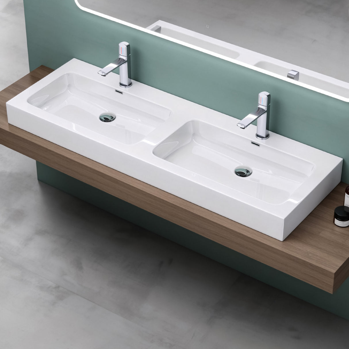 glasvilla Doppelwaschbecken Aufsatzwaschbecken Hängewaschbecken Waschbecken mineralguss Waschplatz Waschtisch Col830