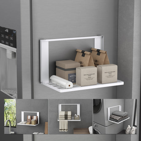 Porte-serviettes magnétique Glasvolla pour salle de bain, étagère pliable et murale sans perçage, 41 x 25 cm, multifonctionnel, pour réfrigérateur, salle de bain, cuisine - Folda-01