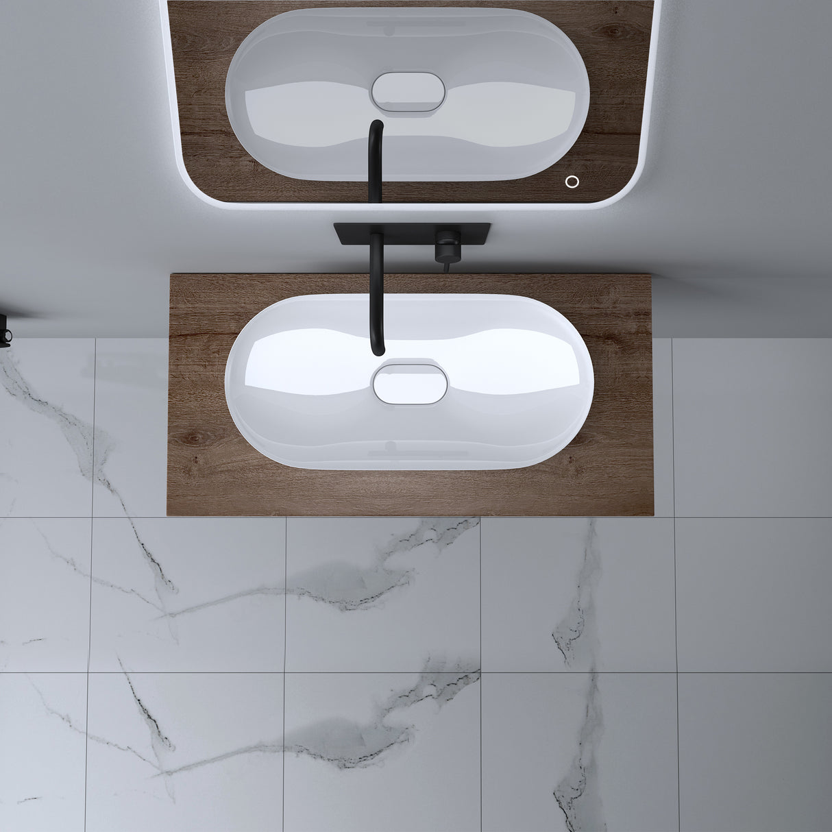glasvilla Plan de Travail pour Lavabo avec 2 Supports de Console en Acier Inoxydable Support de Lavabo Panneau en Bois