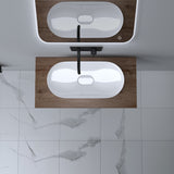 glasvilla Plan de Travail pour Lavabo avec 2 Supports de Console en Acier Inoxydable Support de Lavabo Panneau en Bois