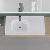 Lavabo encastré Glasvilla blanc brillant, meuble vasque rectangulaire en fonte minérale Col3601