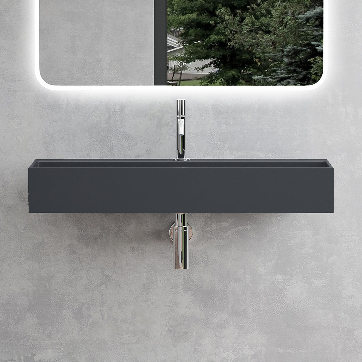 glasvilla Waschbecken Aufsatzwaschbecken Hängewaschbecken aus Mineralguss mit Armaturloch Col6028