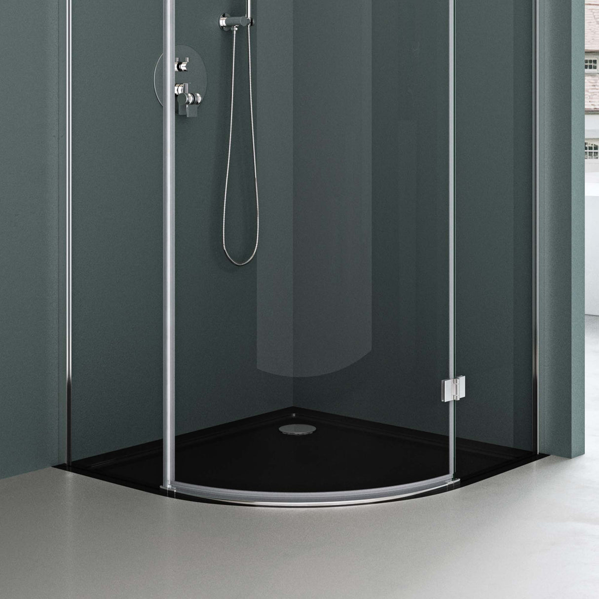 Receveur de douche Glasvilla en acrylique sanitaire, quart de cercle Faro3