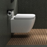 Glasvilla Design – Inodoro suspendido sin reborde en cerámica blanca con asiento Soft-Close