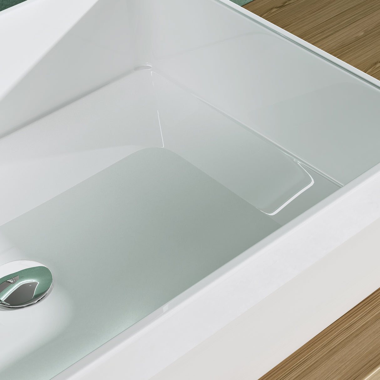 Glasvilla Lavabo de mineral fundido sin orificio para grifo Col102 – Blanco brillante, diseño moderno, suspendido o sobre encimera