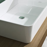 Glasvilla Lavabo de mineral fundido sin orificio para grifo Col102 – Blanco brillante, diseño moderno, suspendido o sobre encimera