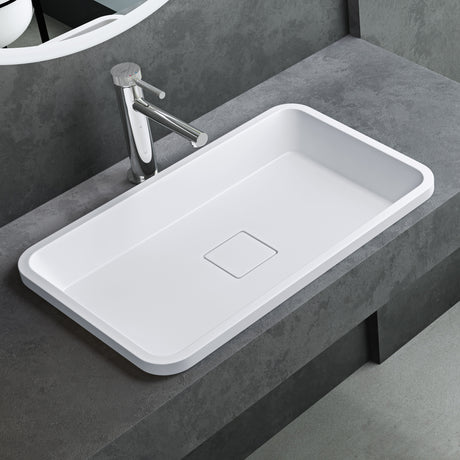 lavabo mineralguss empotrado con tapa de desagüe Col104