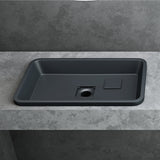 Lavabo Glasvilla, en fonte minérale, lavabo encastré avec couvercle de bonde Col104