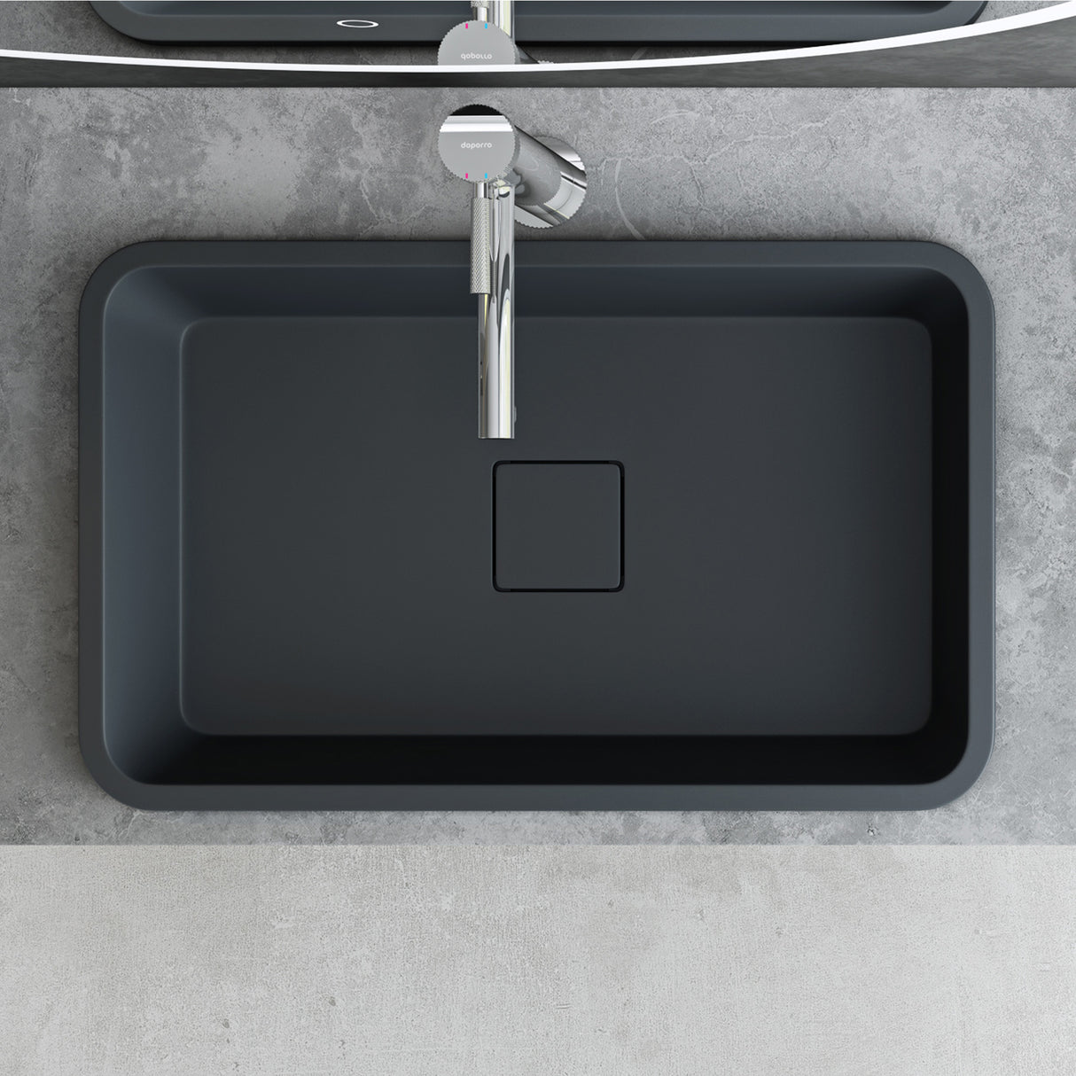 Lavabo Glasvilla, en fonte minérale, lavabo encastré avec couvercle de bonde Col104