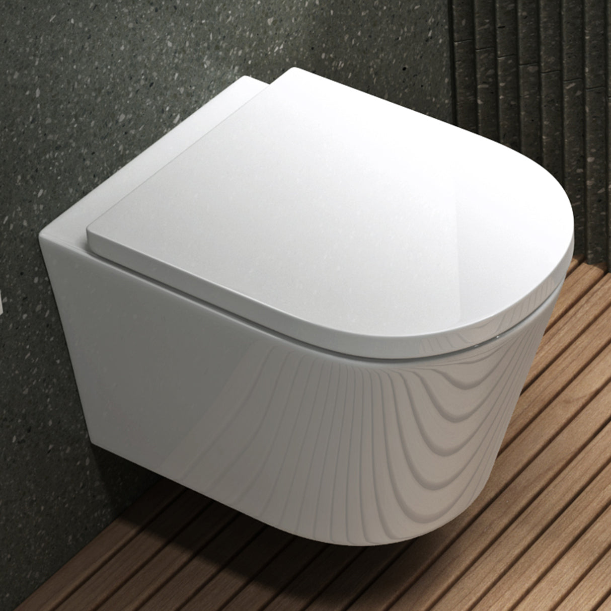 glasvilla Sanitari Bagno Sospeso in Ceramica, WC Sospeso senza Brida con Chiusura di Soft Close Aachen108